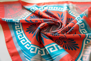 contemporary greek print silk scarf twill made in greece magnadi scarves stylish women accessory for her