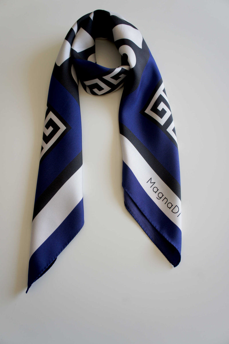 greek key meander bandana silk scarf digital print magnadiscarves