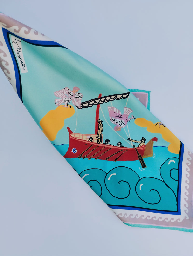 ODYSSEUS and the SIRENS - Silk Square Scarf