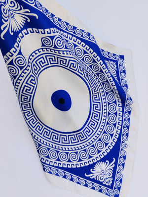Aegean Blue - Silk Twill Digital Printed Square Scarf
