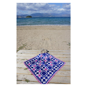 magnadi scarves Greek silk Greek design island art Aegean blue 