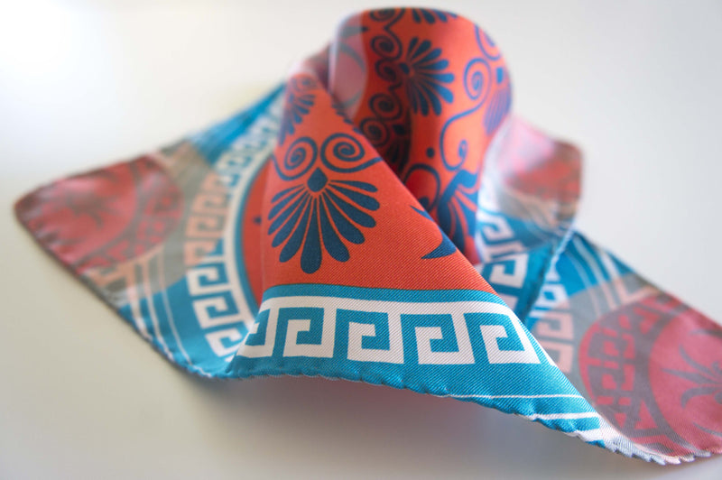 amorgos greek print pocket size silk scarf how to wear accessory magnadi scarves