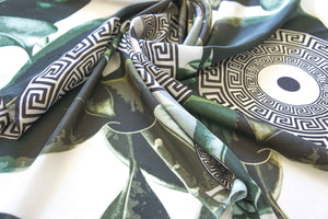 meander summer print sheer silk scarf made in greece magnadi collection