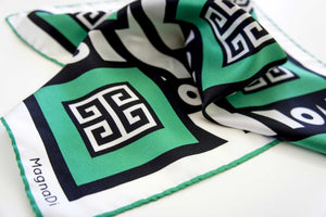 silk scarf greek key green scarf