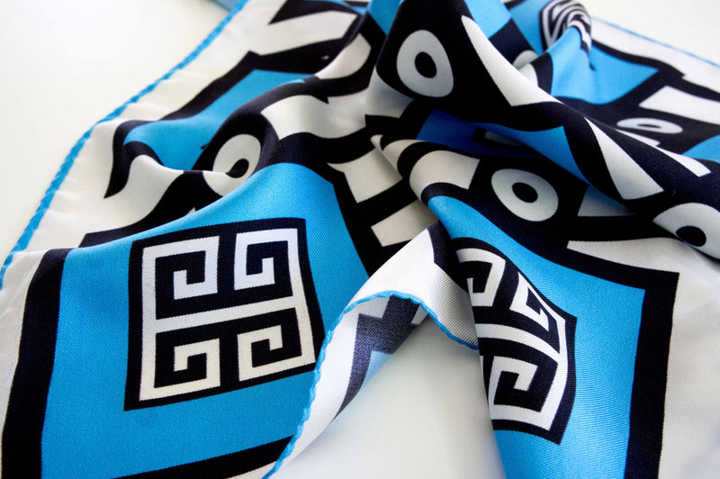 meander pattern greek print pocket size scarf made in greece magnadi scarves gift for her gift for him