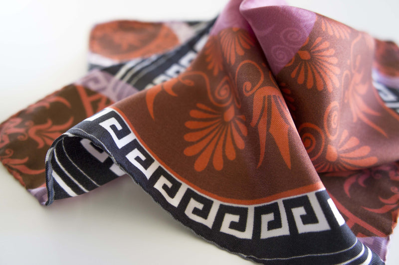 greek meander motif silk scarf digital printed magnadi scarves collection gift for her